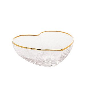 Bowl Heart de Vidro com Borda Dourada 12cm