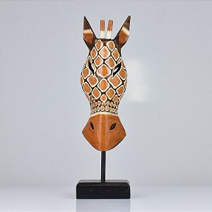 Enfeite Máscara Girafa no Pedestal 42cm