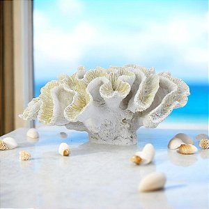 Enfeite Coral Branco em Resina 25 cm