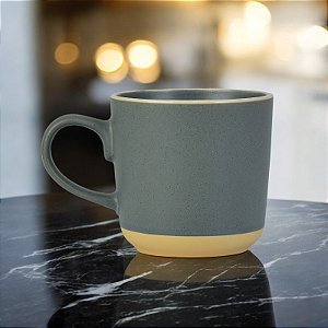 Caneca Vintage Cinza Com Linha Branca 350ml