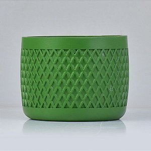 Vaso com Textura de Grade Grande Verde em Resina