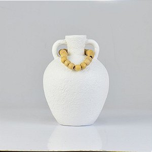 Vaso Rústico Branco Médio em Cerâmica