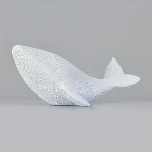 Enfeite Baleia Orca Branco com Textura Grande em Cerâmica