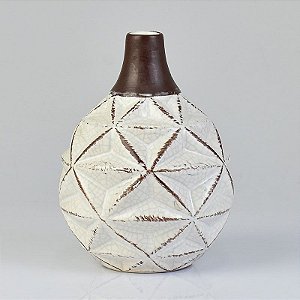 Vaso Preto e Branco Triângulos 25 cm em Cerâmica