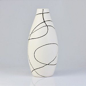 Vaso Lines Branco 32 cm em Cerâmica