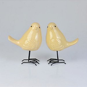 Jg c/2 Pássaros Brancos em Cerâmica