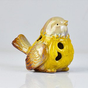Pássaro Amarelo Furado em Cerâmica