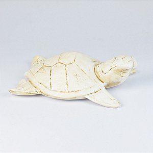 Enfeite Tartaruga Grande Branca em Cerâmica