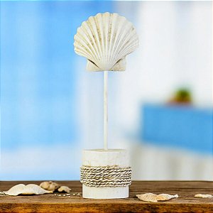 Enfeite Pedestal Concha Branca Grande
