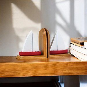 Jg C/2 Aparadores De Livros Barco Vermelho