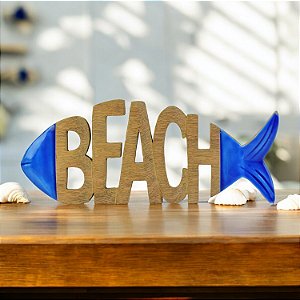 Enfeite Peixe Beach em Madeira 13x31,5x2,5 cm