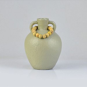 Vaso Rústico Cinza Médio C/ Colar em Cerâmica
