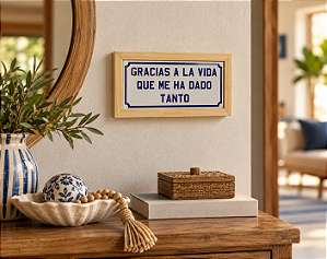 Quadro em Cerâmica Gracias a La Vida - 15,5x29x3,5 cm