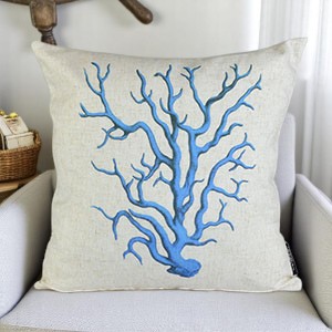 Almofada Cheia Coral Azul Galhos 40x40