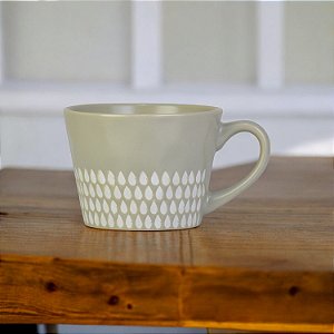 Caneca Cinza Gotas em Cerâmica