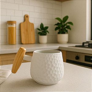Caneca Com Cabo Branca em Cerâmica