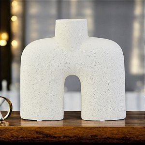 Vaso Escultura Branco em Cerâmica