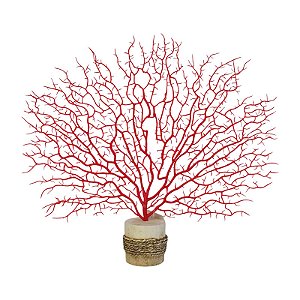 Coral Artificial Vermelho 42 cm com Suporte