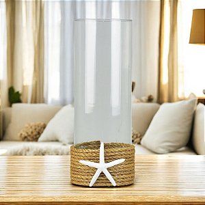Vaso Incolor Reto Nautico Estrela em Vidro