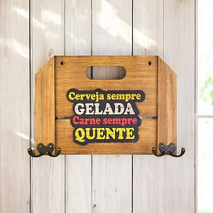 Placa Churrasco com Gancho (Gelada) em Madeira