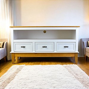 Aparador Branco com 3 Gavetas em Madeira