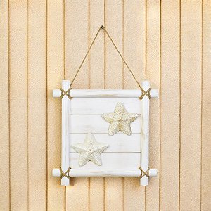 Quadro Nautico Branco Estrela em Madeira