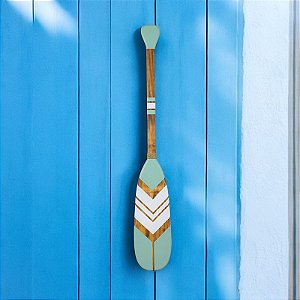 Remo Decorativo Branco e Turquesa 100 cm em Madeira