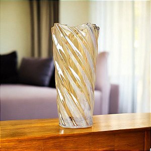 Vaso de Vidro Ondulado Oval Dourado