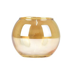 Vaso Aquário Dourado M em Vidro