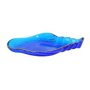 Petisqueira Concha Azul Turbo Gold em Vidro