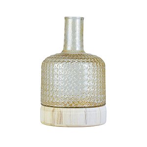 Vaso Wood Garrafa Amarelo em Vidro