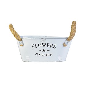 Vaso Branco Oval Flowers e Garden M em Metal