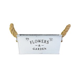 Vaso Branco Quadrado Flowers e Gardens M em Metal