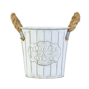 Vaso Branco Flowers e Garden Lines em Metal
