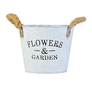 Vaso Branco Flowers e Garden M em Metal