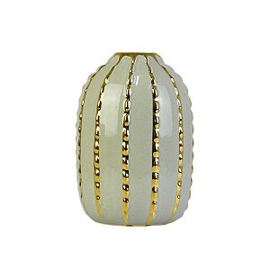 Vaso Cinza Linhas Texturizadas Gold em Cerâmica