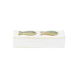 Porta Objetos Peixe M Branco em Madeira