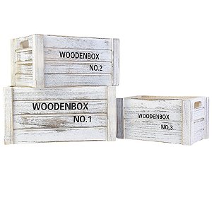 Jogo com 3 Caixotes Woodenbox em Madeira