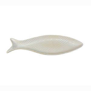 Enfeite de Mesa Peixe G Branco em Cerâmica