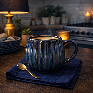 Xícara Listras Verticais Preta