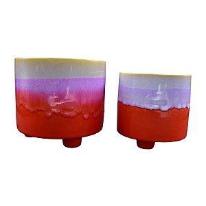 JG c/2 Vaso Degrade Vermelho e Roxo