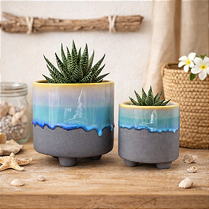 JG c/2 Vaso Degrade Azul E Cinza