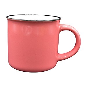 Xícara Cerâmica Com Borda Rosa