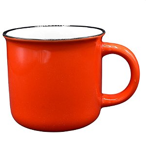 Xícara Cerâmica Com Borda Vermelha