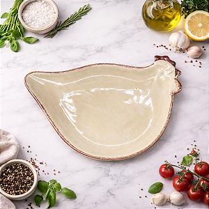 Prato Cerâmico De Galinha Cinza