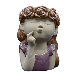 Vaso Coroa De Flores Meninas Marrom