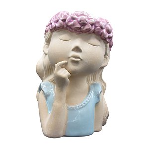 Vaso De Flores Menina Cora De Flores Azul