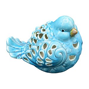 Decoração Em Ceramica Passaro Azul