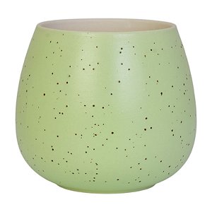 Vaso Em Ceramica Verde Com Textura De Bolinhas