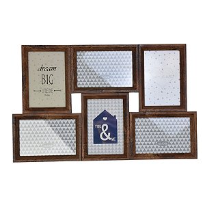 Porta Retrato Mdf Seis Molduras Marrom